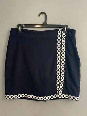 Talbots Navy Skort with White Eyelet Trim